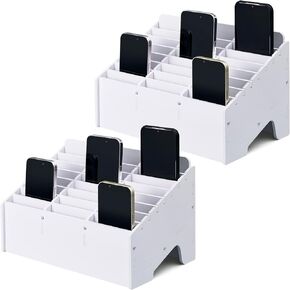 Ctosree 2 Pcs Cell Phone Holder School Desk Calculator Storage Box Holder Case Multifunctional Classroom Caddy Cell Phone Organizer (8.58 x 6.73 x 4.02 Inch)