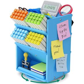 Bamboo Desk Organizer Storage Accessories - Ultra-large 13 compartments, 1000+ Pencil Holder Capacity, Easy DIY Assembly, Rotating Desktop Organizer, Cosmetics, and Office Supplies