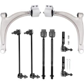 Torchbeam 8Pcs Front Lower Control Arms, Suspension Kit with Ball Joint Tie Rods Sway Bar Links for Aura 2007-2009, G6 2005-2010, Malibu 2004-2012, K620179 K620180 K80252 ES800086 EV408