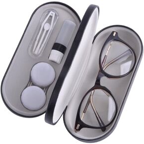 Healifty Lens Case and Glasses Case- Double Layers Lens Case Myopic Glasses Box without Glasses for Travel, White