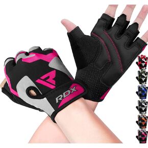 RDX Weight Lifting Gloves Women Fitness Workout, Anti Slip Padded Palm Grip Protection, Elasticated Breathable, Powerlifting Gym Bodybuilding Strength Training, Half Finger, Cycling Calisthenics
