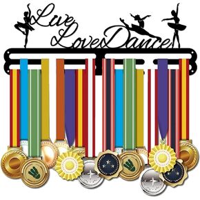 SUPERDANT Gymnastics Medal Display Hanger 5 Artistic Figure Gymnastics Sports Medal Holder Iron Medals Display Rack Wall Mounted Multiple Medal Award Storage Hook for 60+ Medals Black