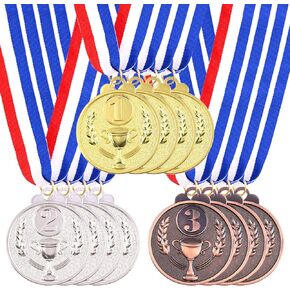 Swpeet Award Metal Kids Winner Medals, Gold Silver and Bronze Medals with Trophy Pattern 1st 2nd 3rd Prizes for Sports, Competitions, Party