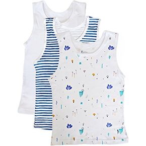 Feathers Boys Botany Print Set Tank 100% Cotton Super Soft Tagless Undershirts 3-Pack