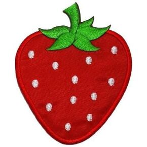 Red Strawberry Embroidered Iron on Patch Applique DIY Fruit