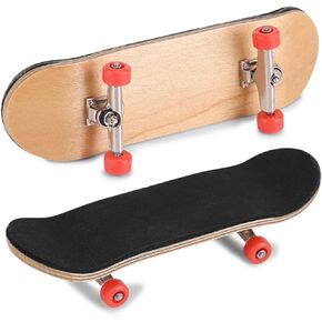 HURRISE Wooden Finger Skateboards, 1Pc Maple Wooden+Alloy Fingerboard Finger Skateboards with Box Reduce Pressure Kids Gifts(Black)