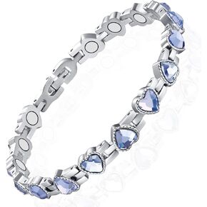 Magnetic Bracelets for Women, Titanium Steel Therapy Magnetic Bracelet, Magnetic Bracelets for Couples with Neodymium Magnets & Sparkling Crystals Health Healing Jewelry Gifts