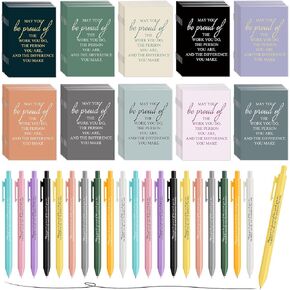 Harloon 100 Pcs Employee Appreciation Gifts Thank You Inspirational Journal Notebooks and Retractable Ballpoint Pen Bulk Employee Appreciation Journal for School Teachers Office(May You Be Proud)
