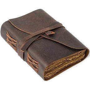 NomadCraftsCo. Vintage Leather Journal lined pages - Leatherbound Journal - Handmade Antique Deckle Edge Paper - Leather Sketchbook - Book of Shadows Journal for men and women
