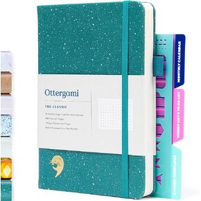 Ottergami Bullet Dotted Journal Set | Hardcover 150gsm Dotted Notebook | A5 Dot Grid Notebook | Dot Notebook Journaling Kit Includes: Stencils, Rear Pocket & Pen Holder | The Classic