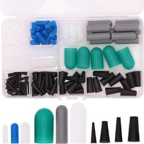 Taukealugs 130pcs High Temp Silicone Rubber End Cap and Tapered Stopper Plug Assortment Kit Powder Coating Paint Masking Supplies