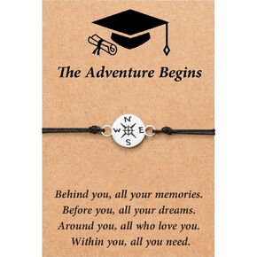 Personalized Graduation Bracelet for Her Him,Class of 2024,Graduation Compass Bracelet with Graduation Gift Card,High School College Graduation Gifts