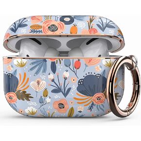 wenew Protective Case Cover Designed for Airpods Pro 2019 & AirPods Pro 2, Cute Fadeless Patterns Shockproof Hard Case Cover with Portable Keychain for Girls Women Men (Blue)