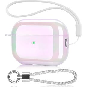 AIRSPO AirPods Pro 2nd Generation Case Cover Clear Lasher Hard PC Protective Case Colorful AirPod Pro 2 Cover Skin Compatible with Apple AirPods Pro 2 with Keychain (Glittery White)
