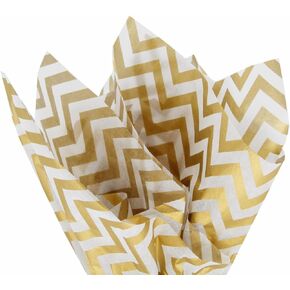 PMLAND Premium Gift Wrapping Tissue Paper - White Metallic Gold Star - 20 x 14 Inches - 60 Sheets
