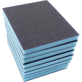 BokWin 8Pcs Sanding Sponge, 60 Grit Washable Sponge Sand Blocks, Wet and Dry Sanding Blocks for Plastic, Wood, Metal, Furniture (Grade 120 to 180)