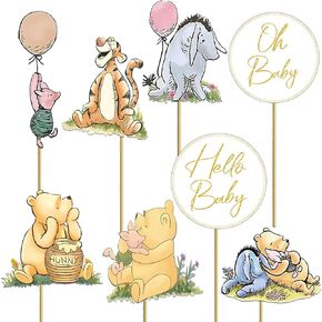 16 PCS Classic The Pooh Centerpieces Winnie Table Toppers On Sticks Cutouts for Baby Shower Winnie Party Decoration Supplies in Saudi Arabia