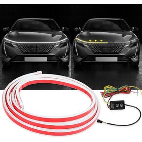 Car Hood Light Strip, 94.5 Inches Cars LED Strip Lights Waterproof IP68 Scan Start-up + White Light for Cars, SUVs, Trucks