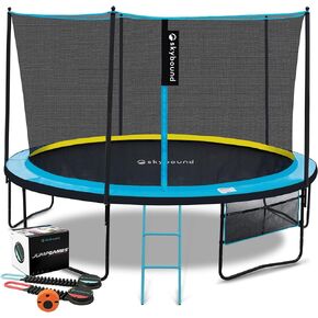SkyBound Trampoline 10FT 12FT 14FT Trampoline for Kids and Adults - Free Jump Game & APP - Kids Trampoline with Ladder - Outdoor Recreational Trampolines with Enclosure - Straight Poles Backyard Fun