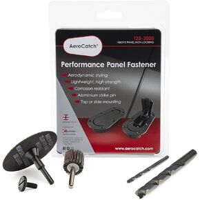 AeroCatch 120-2000 Above Panel Flush Hood Latch and Pin Kit - Black, with Installation Kit