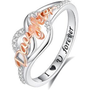 BEILIN To My Daughter I Love You 925 Sterling Silver Rings Jewelry Gifts for Women Teen Girls