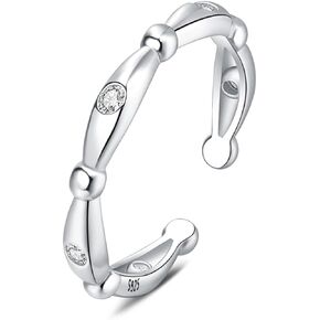 CYCUFF 925 Sterling Silver Ring for Women Teen Girls, Open Twist Adjustable Ring Stacking Ring Gift for Women Girls