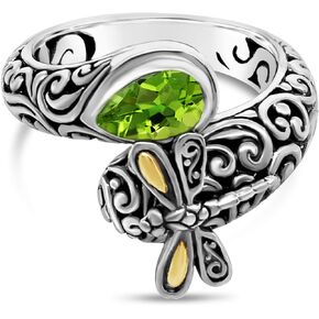 DEVATA Sterling Silver 925 and 18K Gold with Gemstones Ring