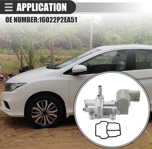 صمام التحكم في الهواء الخامل Motoforti IACV، صمام التحكم في سرعة المهمل، لسيارة Honda Civic 1996-2000، معدن، مع حشية، رقم 16022P2EA51، لون فضي، مجموعة واحدة in Saudi Arabia