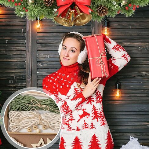 2 قطعة شجرة عيد الميلاد DIY عدة، مكرامية مع الخرز الخشبي بوهو ديكور عيد الميلاد شنقا الحلي لعطلة الجدار شنقا، اصنع بنفسك مجموعة شجرة عيد الميلاد Bohe DIY للمبتدئين in Kuwait