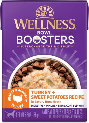 Wellness Bowl Boosters Hearty Toppers, Beef & Green Beans Recipe in Savory Bone Broth Dog Food Toppers, 5.5 Ounce Pouch (Pack of 12) in Saudi Arabia