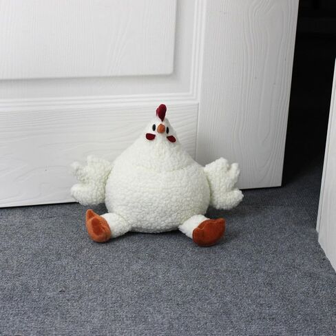 Sanlykate Fabric Decorative Door Stopper, 2.2LB Cute Interior Animal Doorstops, Anti Collision Heavy Duty Door Stoppers for Home, Book Stopper Weighted Floor Wall Protector, Chicken White in Saudi Arabia