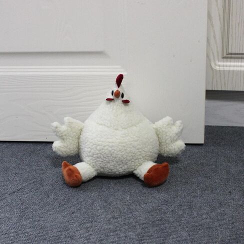 Sanlykate Fabric Decorative Door Stopper, 2.2LB Cute Interior Animal Doorstops, Anti Collision Heavy Duty Door Stoppers for Home, Book Stopper Weighted Floor Wall Protector, Chicken White in Saudi Arabia