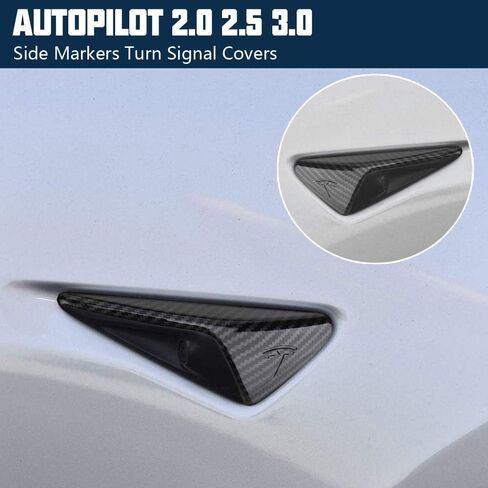 ROCCS Compatible with Tesla Model 3 Model Y Turn Signal Cover ABS Plastic Side Markers Side Camera Mirror Indicator Cover for 2019-2021, Glossy Black Cap, 2PCS in Kuwait