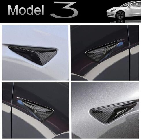 ROCCS Compatible with Tesla Model 3 Model Y Turn Signal Cover ABS Plastic Side Markers Side Camera Mirror Indicator Cover for 2019-2021, Glossy Black Cap, 2PCS in Kuwait