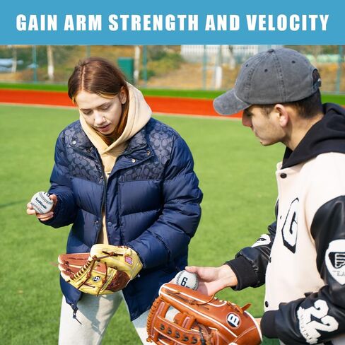 SunNordic Weighted Baseballs Set of 9, Premium Leather Baseball with 25/35/50 Lb Resistance Arm Care Band for Pitching, Batting Practice, Baseball Weighted Balls for All Skill Level（White） in Kuwait