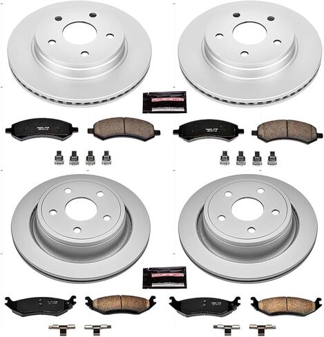 Power Stop CRK2164 Front and Rear Coated Brake Rotors and Ceramic Brake Pad Kit For 2007-2009 Chrysler Aspen Dodge Durango | 2006-2018 Dodge Ram 1500 | 2019-2022 Ram 1500 Classic in Saudi Arabia