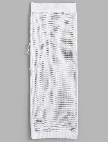 ZAFUL Women's Swimsuit Cover Up Crochet Sheer Knit Side Slit Maxi Beach Skirt Sarong in Kuwait