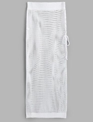 ZAFUL Women's Swimsuit Cover Up Crochet Sheer Knit Side Slit Maxi Beach Skirt Sarong in Kuwait