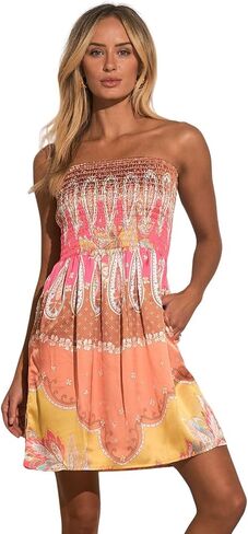 ELAN Women's Strapless Smocked Bodice Cover-Up Dress in Saudi Arabia