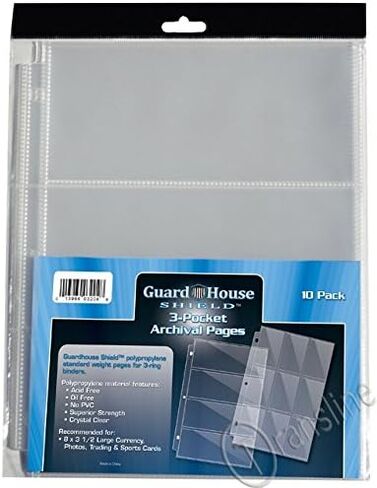 صفحة تخزين العملات المعدنية من GuardHouse Shield مكونة من 12 جيبًا لحمل 2.5 × 2.5، عبوة مكونة من 10 قطع in Kuwait