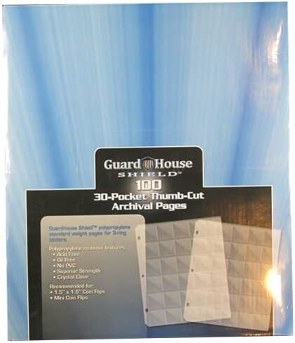 صفحة تخزين العملات المعدنية من GuardHouse Shield مكونة من 12 جيبًا لحمل 2.5 × 2.5، عبوة مكونة من 10 قطع in Kuwait