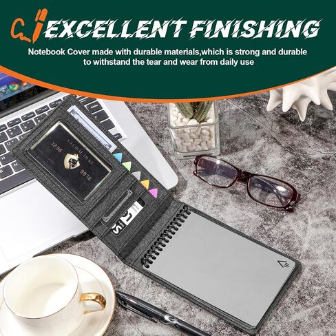 Notebook Cover for Rocketbook Mini Size Compatible with Field Notes Top Spiral Notebook 3.5 x 5.5 Inch - Waterproof Fabric, Multifunctional Organizer with Pen holder, Business Card Holder in Saudi Arabia