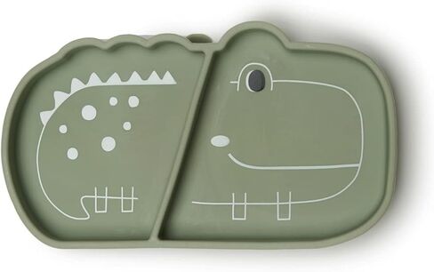 طبق وجبات خفيفة من السيليكون للأطفال الصغار من Loulou Lollipop، مجموعة شوكة وملعقة تعليمية (أرنب) in Kuwait