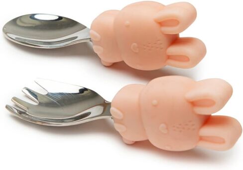 Loulou Lollipop Toddler Silicone Suction Snack Plate, Learning Fork and Spoon Set (Bunny) in Saudi Arabia