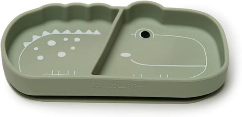 طبق وجبات خفيفة من السيليكون للأطفال الصغار من Loulou Lollipop، مجموعة شوكة وملعقة تعليمية (أرنب) in Kuwait