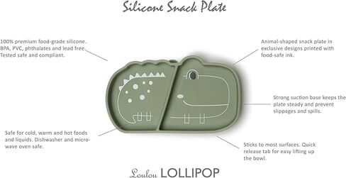 طبق وجبات خفيفة من السيليكون للأطفال الصغار من Loulou Lollipop، مجموعة شوكة وملعقة تعليمية (أرنب) in Kuwait