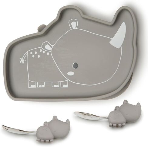 Loulou Lollipop Toddler Silicone Suction Snack Plate, Learning Fork and Spoon Set (Bunny) in Saudi Arabia