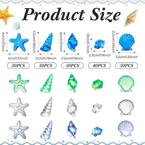 240 Pcs Mini Acrylic Starfish for Crafting Acrylic Sea Shells Conch Ice Rocks Crystals Gem Starfish Decor for Beach Theme Party Vase Filler Table Scatter Aquarium Fish Tank Fountain Wedding in Saudi Arabia