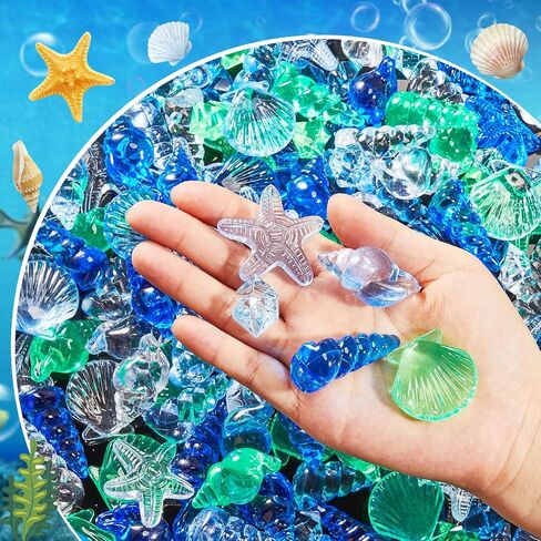 240 Pcs Mini Acrylic Starfish for Crafting Acrylic Sea Shells Conch Ice Rocks Crystals Gem Starfish Decor for Beach Theme Party Vase Filler Table Scatter Aquarium Fish Tank Fountain Wedding in Saudi Arabia