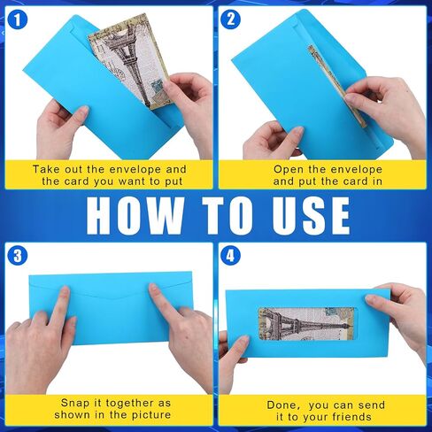 500 Pcs Window Gift Card Envelopes 4 1/8" x 9 1/2" Gift Card Sleeves #10 Colored Envelopes with Clear Window for Gift Cards, Business Cards, Key Cards, and More, 8 Colors in Saudi Arabia